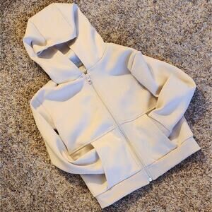 Stitch & Stone Kids 6 Beige Tan Surf Beach Puff Print Zip Hoodie NWOT